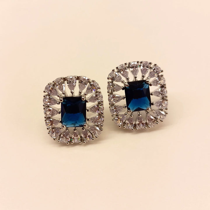 Fashionable Women's Earrings with Blue Sapphire Gemstone