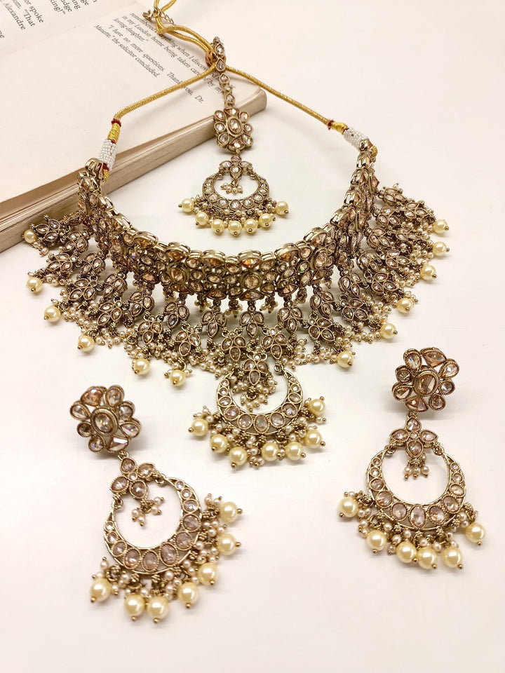  Classic Polki Choker Set with Timeless Pearl Detailing 