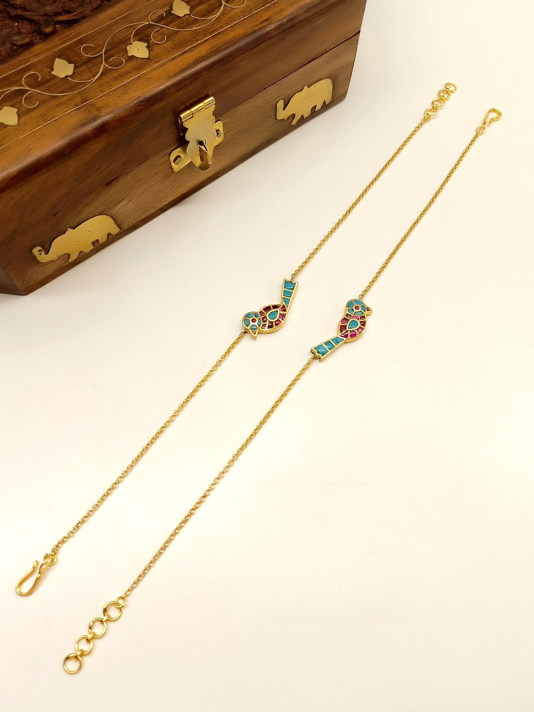 Better R & B Bird Kundan Anklet - qivii