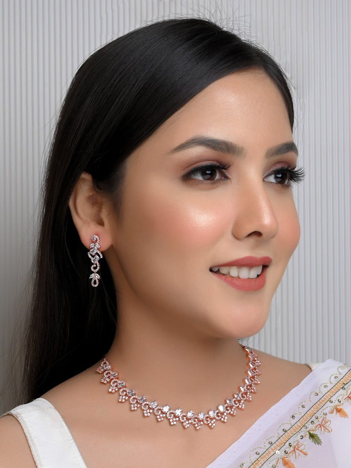 Hamidah American Diamond Necklace Set With Fancy Cut Shape 