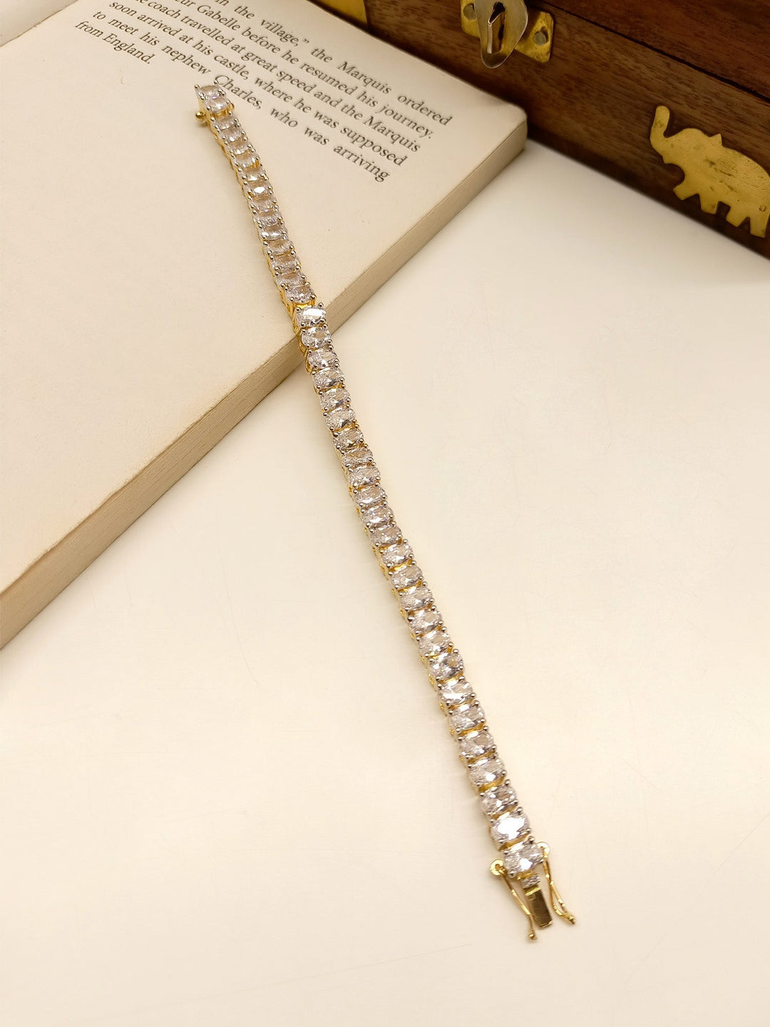 Upavan White American Diamond Bracelet - qivii