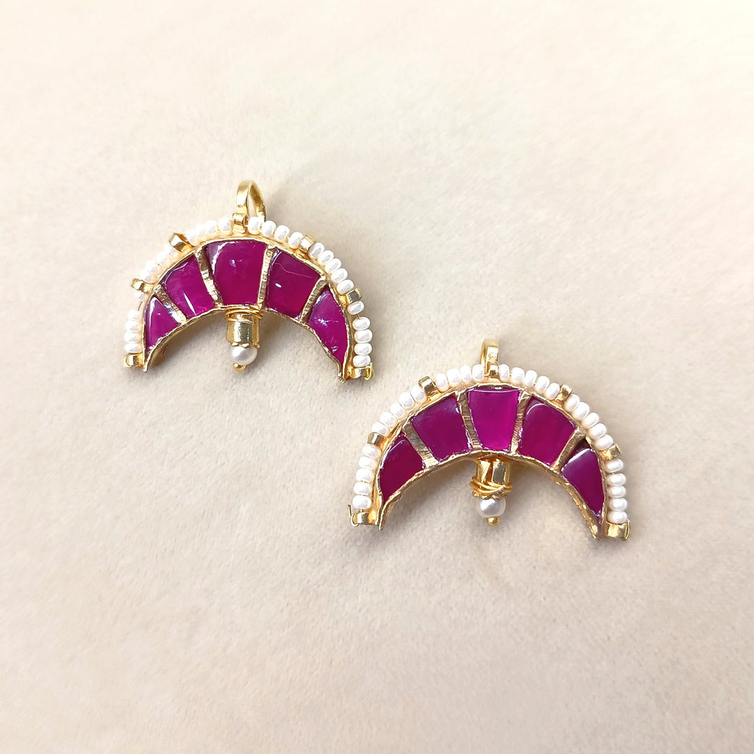 Parmeet Big Ruby Gold Plated Kundan Ear Cuff  [ Price is for Pair ] - qivii