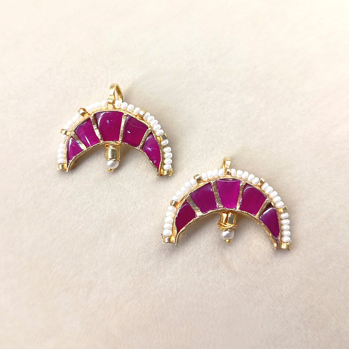 Parmeet Big Ruby Gold Plated Kundan Ear Cuff  [ Price is for Pair ] - qivii