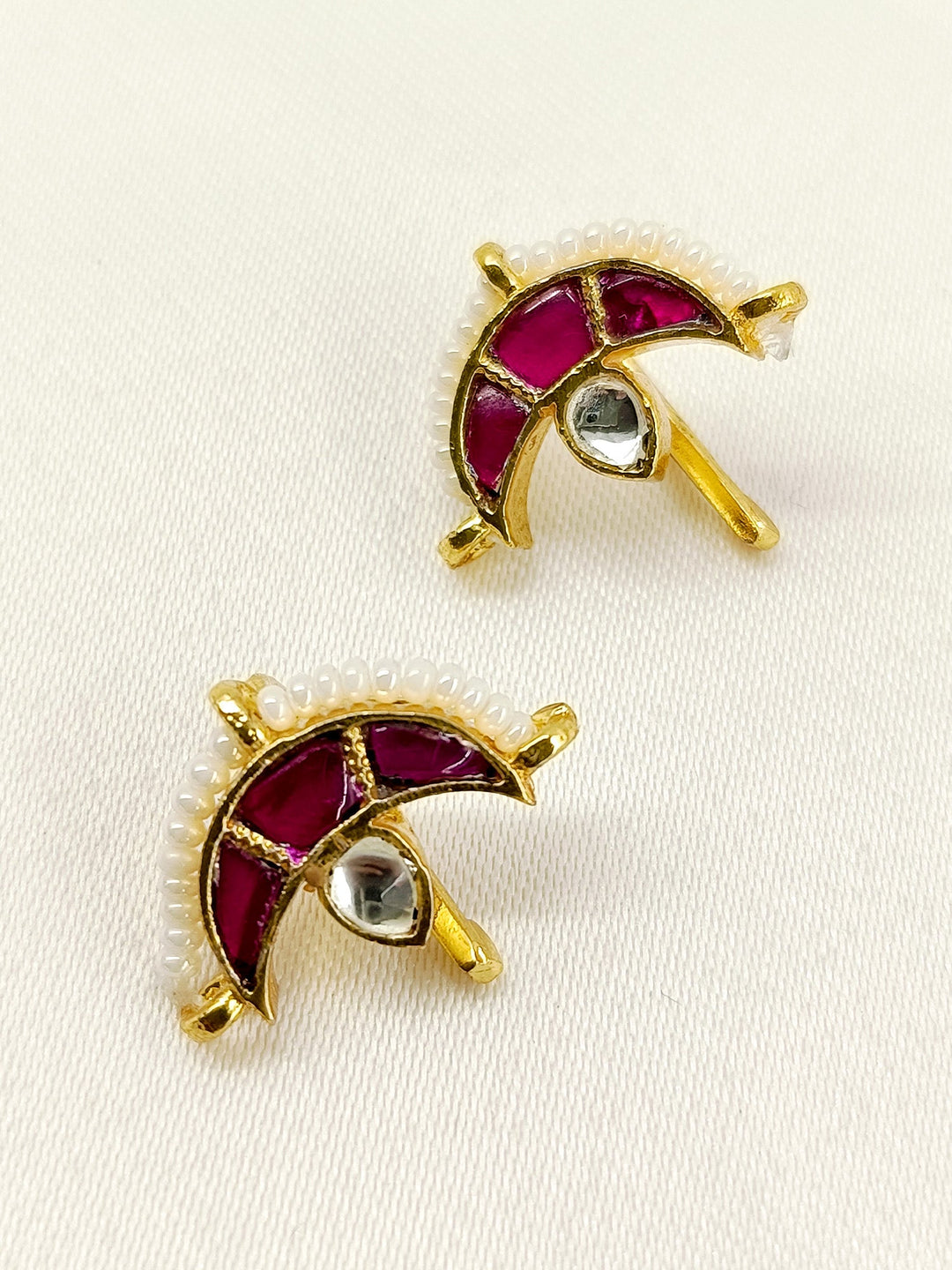 Kiana Small Ruby Gold Plated Kundan Ear Cuff [ Price is for Pair ] - qivii