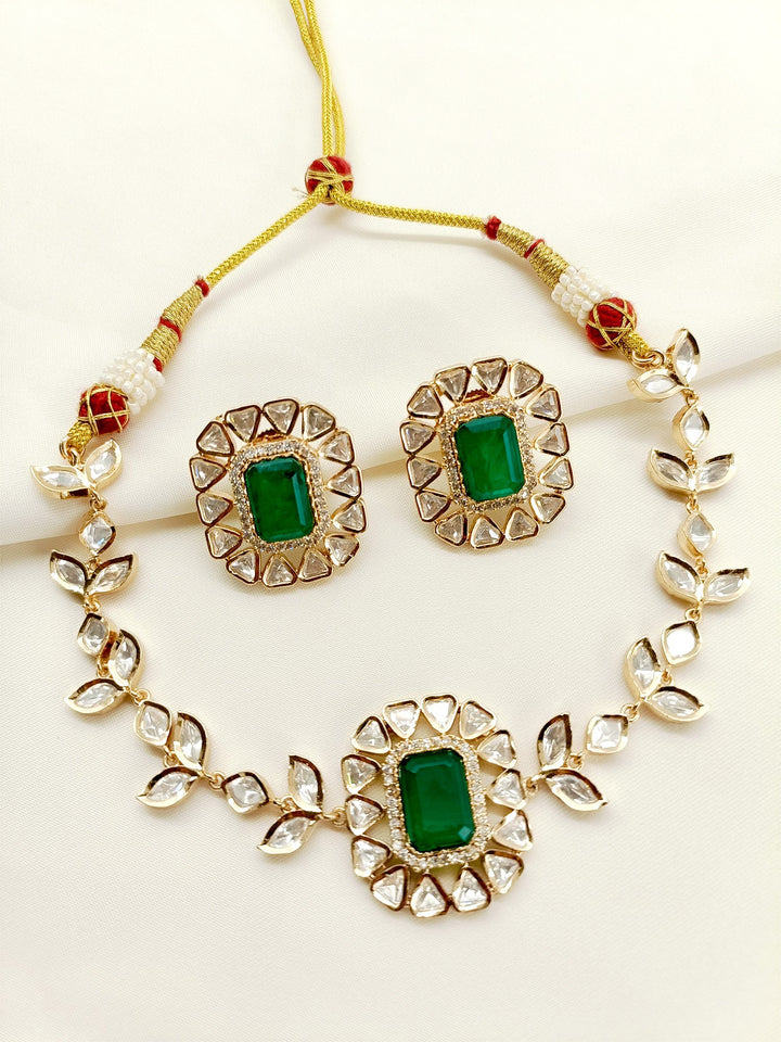 Indrani Green Kundan Choker Set - qivii