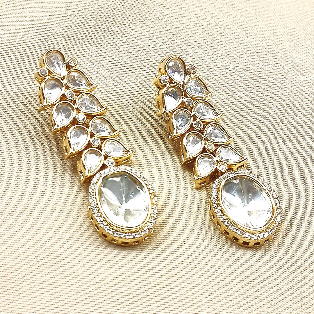 Kausalya Gold Plated Kundan Polki Earrings with intricate and detailed design