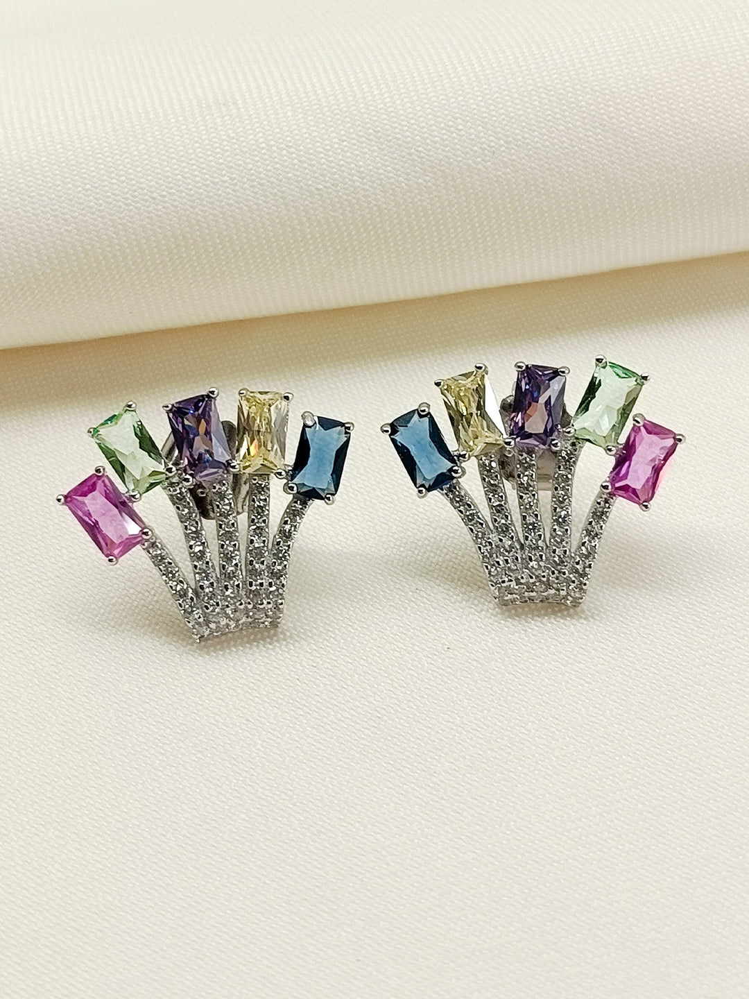 Jaytri Multi Colour 92.5 Silver Swarovski Stone Tops - qivii