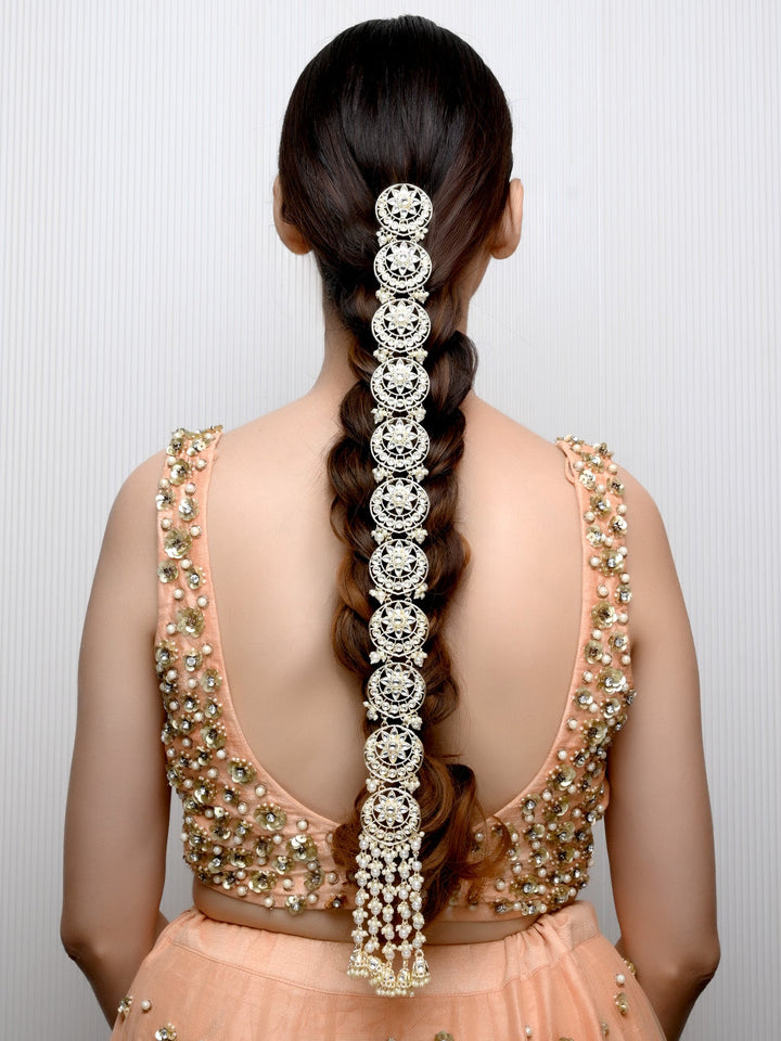 Yashika White Braid Accessories In Kundan - qivii