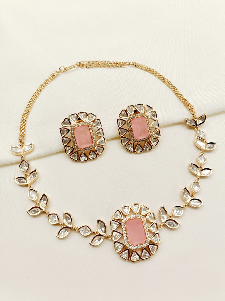 Lekha Baby Pink Kundan Choker Set - qivii