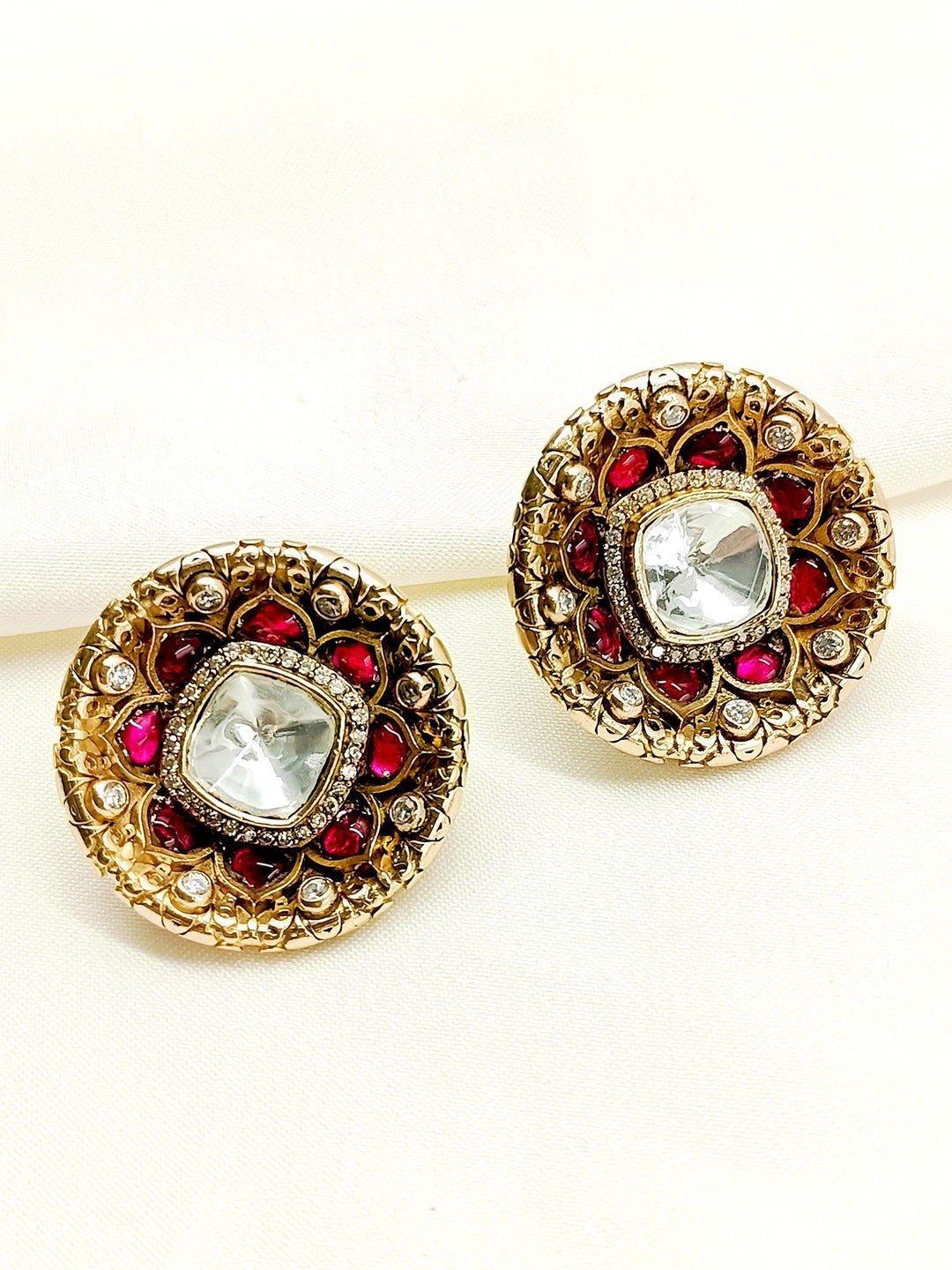 Vintage-inspired Bethany Maroon Antique Tops with intricate floral embroidery and lace detail