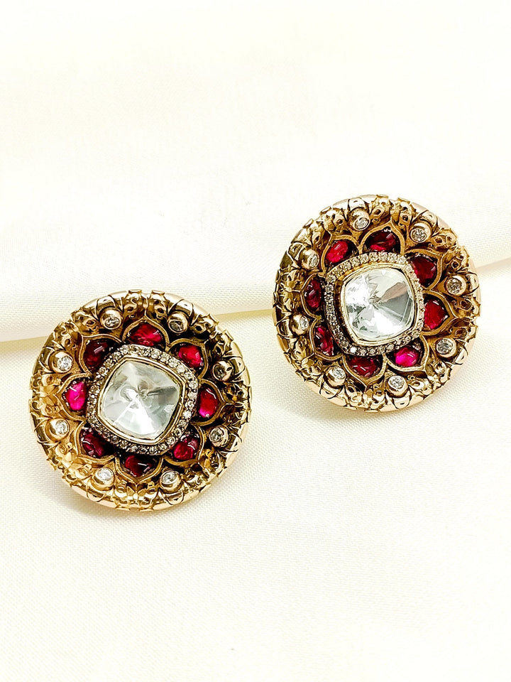 Vintage-inspired Bethany Maroon Antique Tops with intricate floral embroidery and lace detail