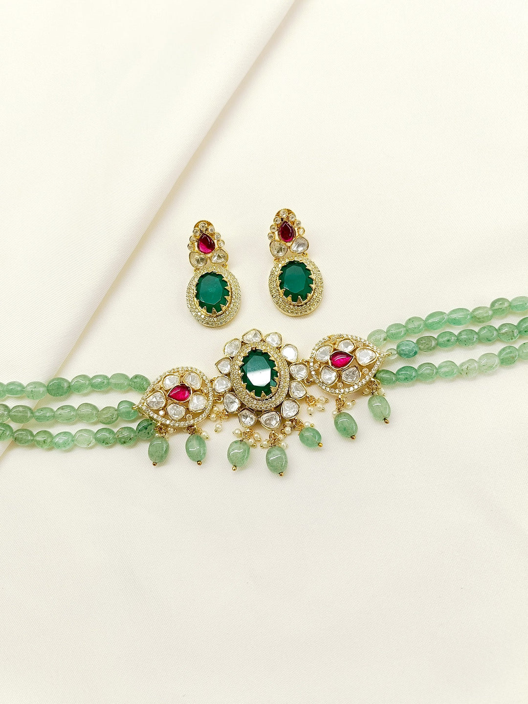 Mrinali R&G Kundan Choker Set - qivii