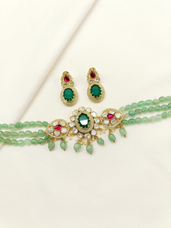 Mrinali R&G Kundan Choker Set - qivii