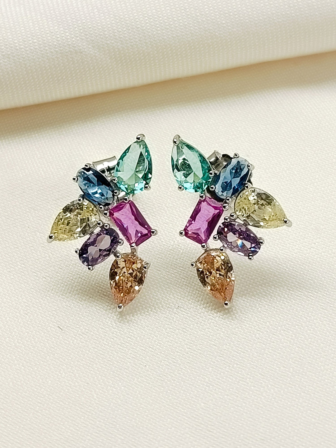 Namarati Multi Colour 92.5 Silver Swarovski Stone Tops - qivii