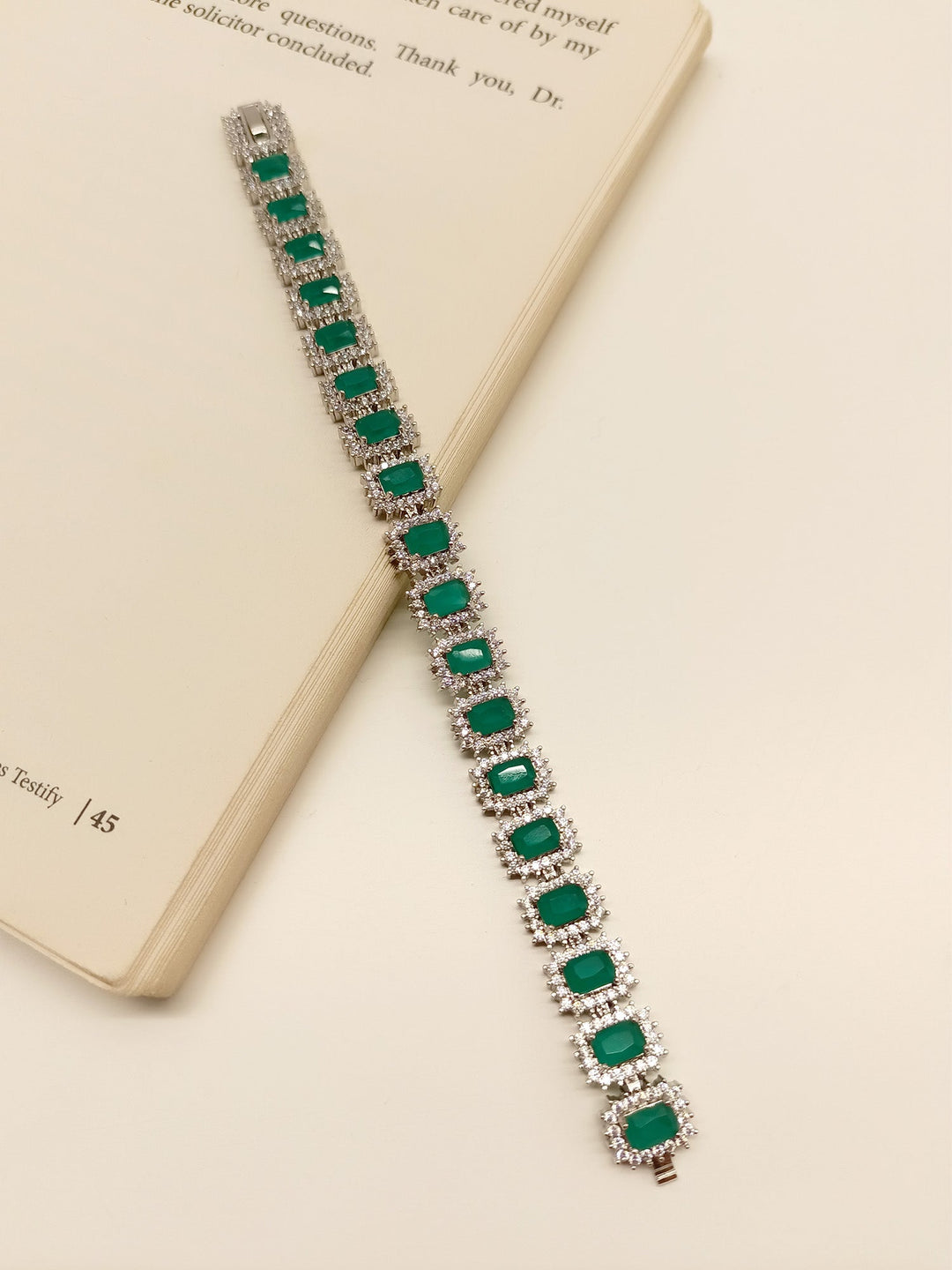 Ziva Emerald American Diamond Bracelet - qivii