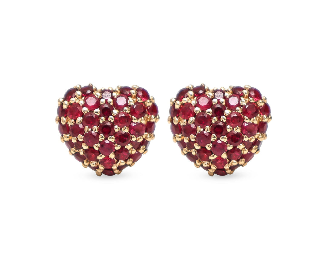 Ruby Heart Pave Studs - qivii