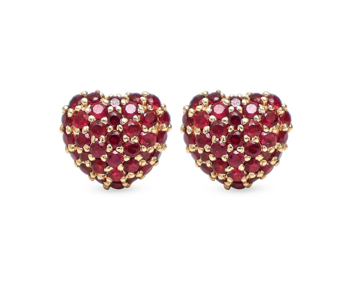 Ruby Heart Pave Studs - qivii
