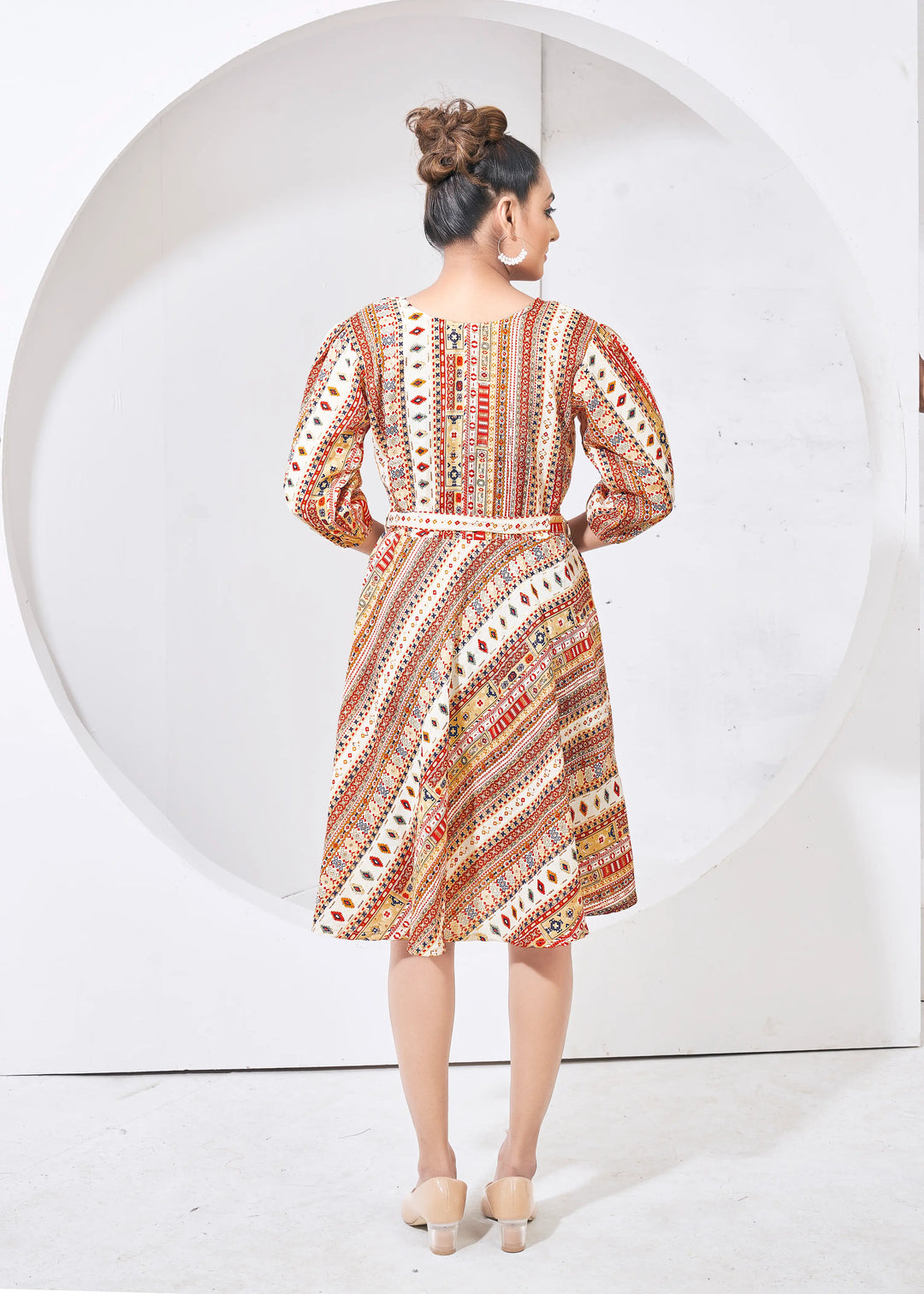 Reddish Orange Round Neck Kurta - qivii