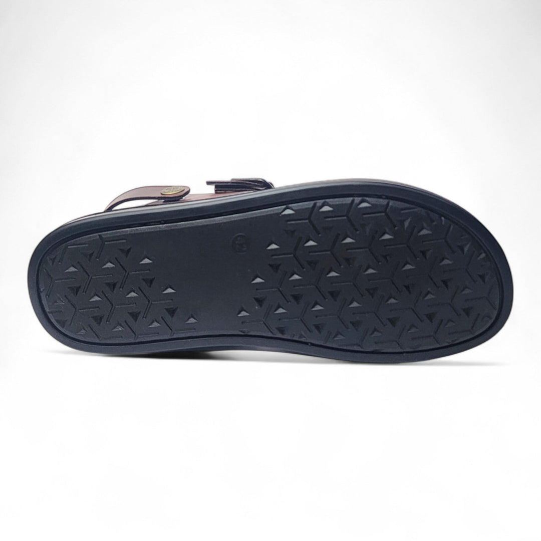 SKEROO 5003 BROWN Men's Leather Button Pack Sandal - qivii