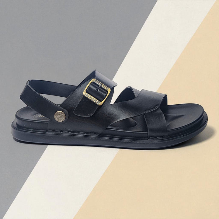 SKEROO 5003 BLACK Men's Leather Button Pack Sandal - qivii