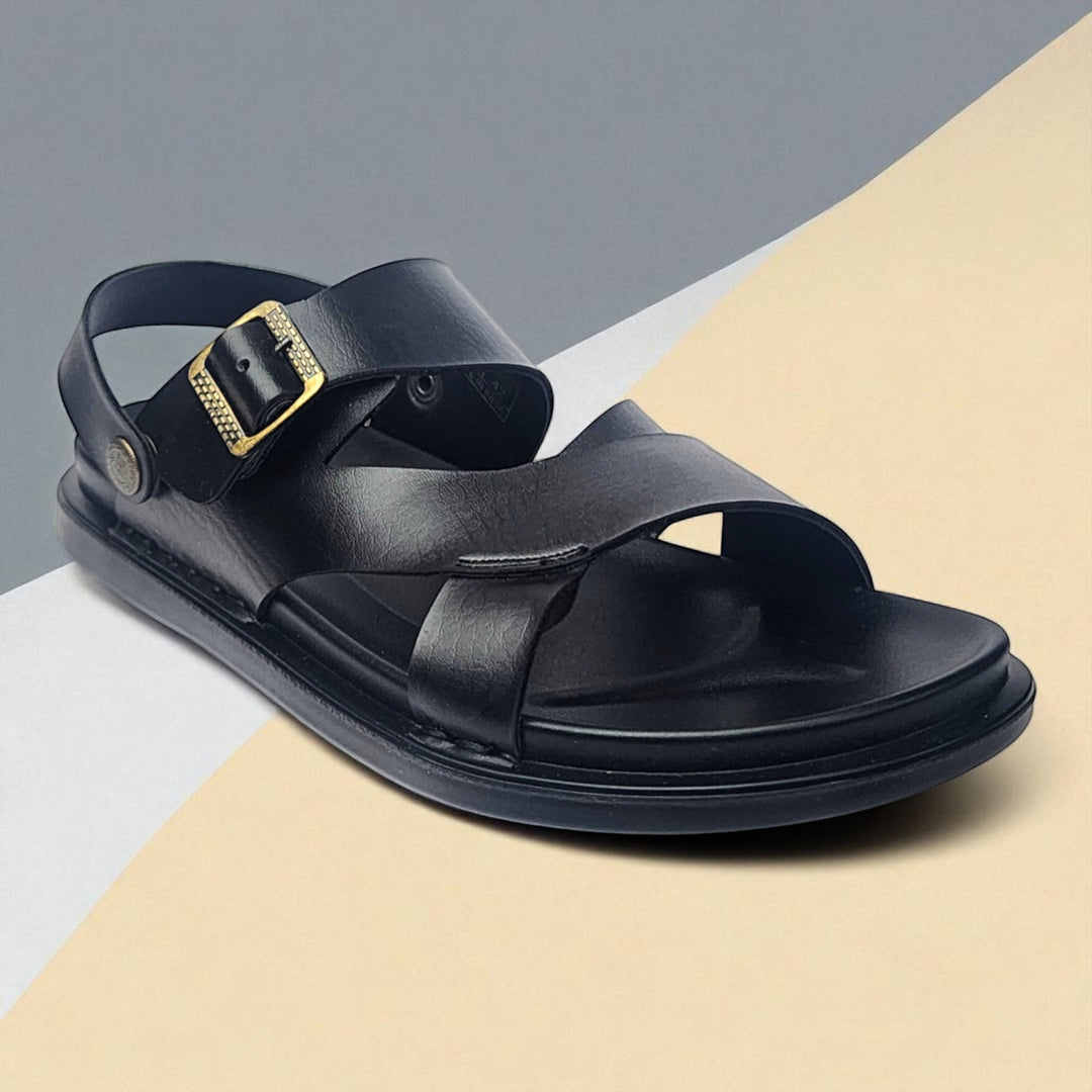 SKEROO 5003 BLACK Men's Leather Button Pack Sandal - qivii