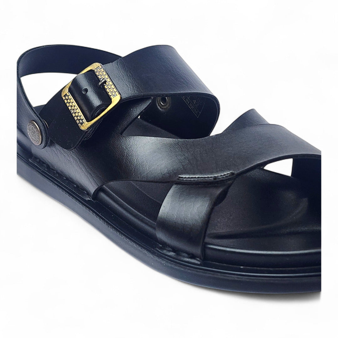 SKEROO 5003 BLACK Men's Leather Button Pack Sandal - qivii