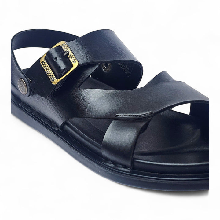 SKEROO 5003 BLACK Men's Leather Button Pack Sandal - qivii