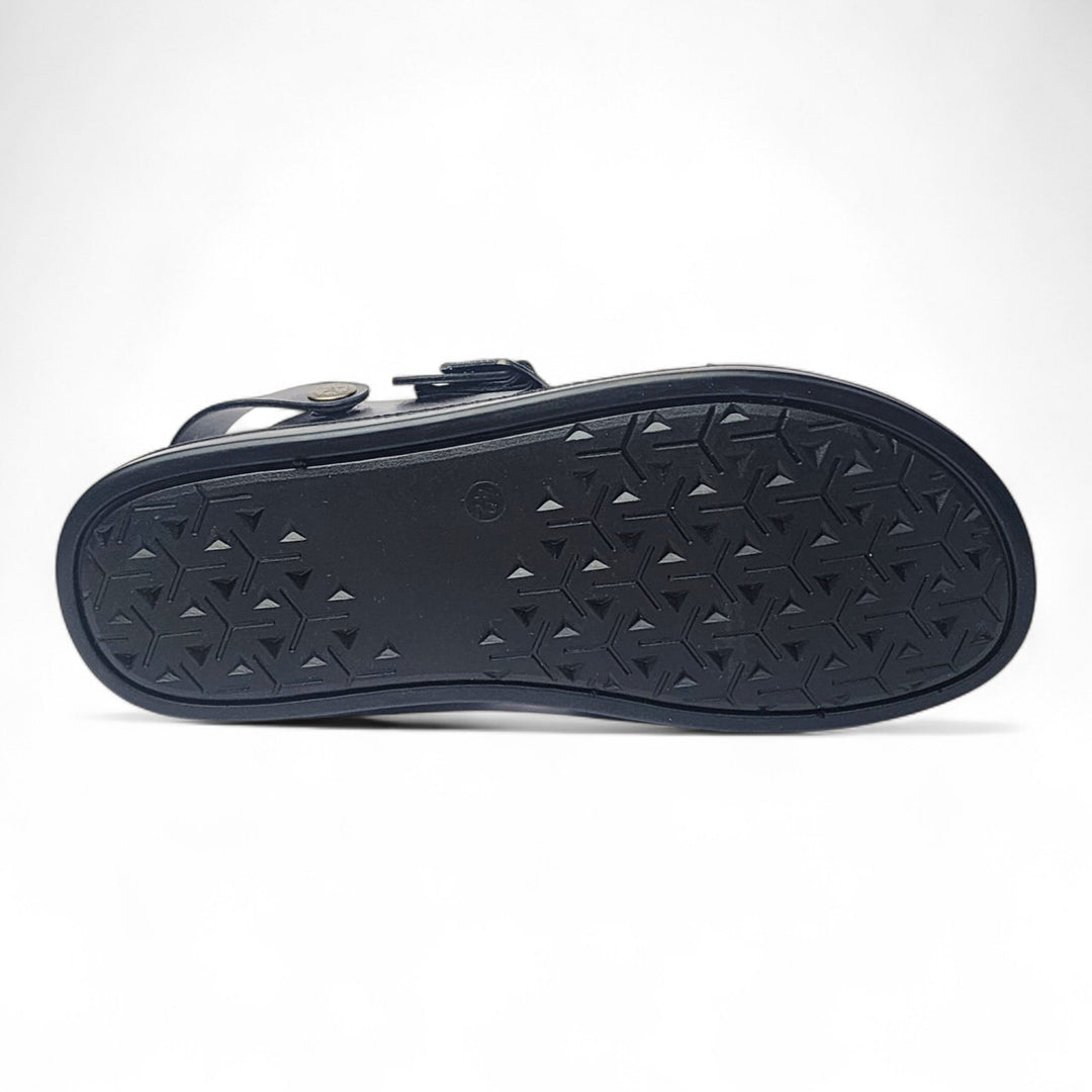 SKEROO 5003 BLACK Men's Leather Button Pack Sandal - qivii