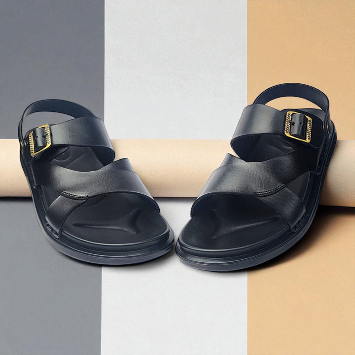 SKEROO 5003 BLACK Men's Leather Button Pack Sandal - qivii