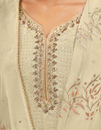 Light Yellow Georgette Sequins Embroidery Work Salwar Suit With Dupatta