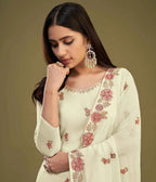 Light Lime Yellow Georgette Multi Thread Embroidery Work Sharara Set With Dupatta