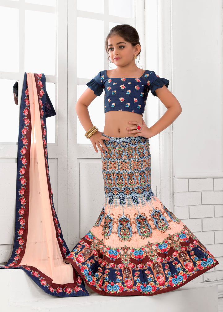 Festive Frolic Khadi Mono Silk Lehenga for Kids - qivii