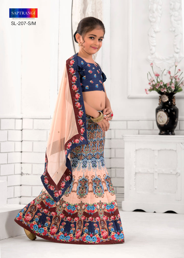 Festive Frolic Khadi Mono Silk Lehenga for Kids - qivii