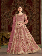 Light Pink Net Gown With Sequence & Zari Embroidery Work