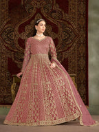 Light Pink Net Gown With Sequence & Zari Embroidery Work