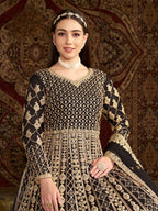 Black Net Gown With Sequence & Zari Embroidery Work