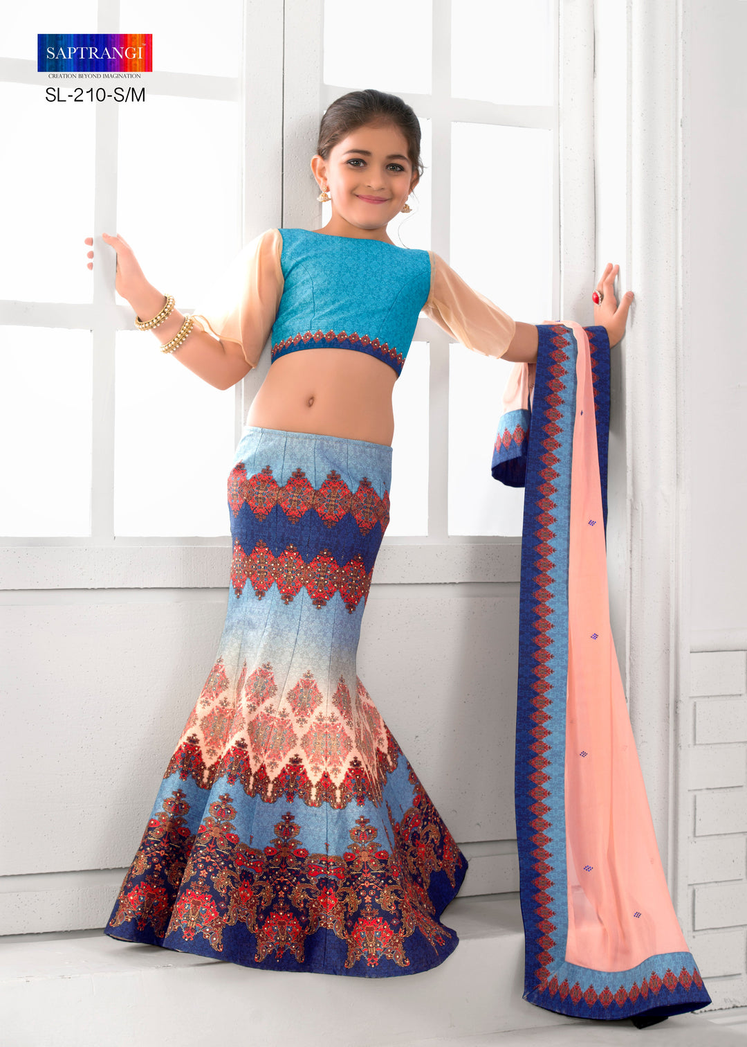 Playful Patterns Khadi Mono Silk Kids Lehenga - qivii