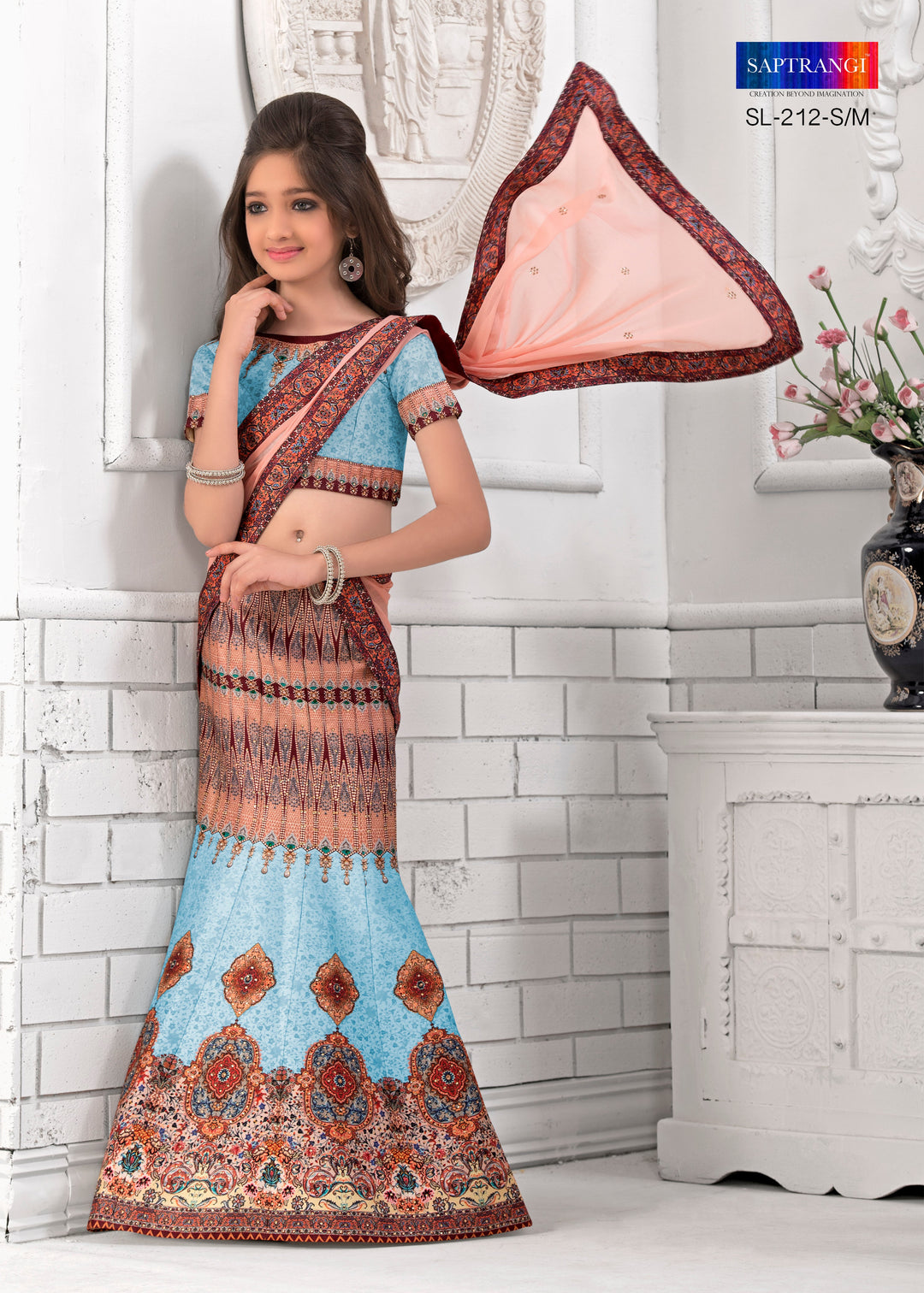 Radiant Charm Khadi Mono Silk Lehenga for Kids. - qivii
