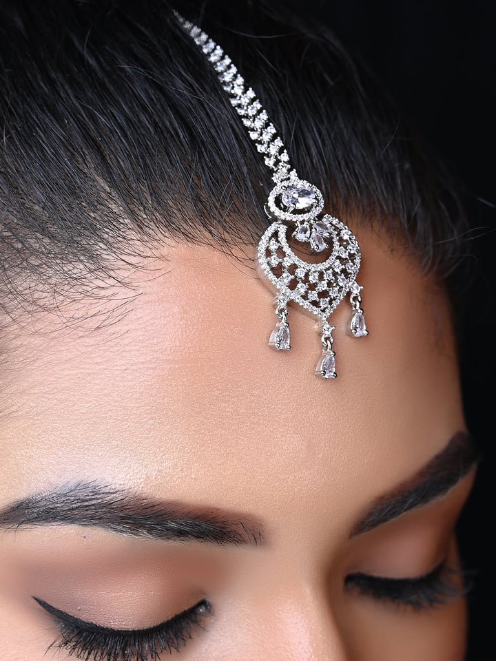 Exquisite Rukhsaar Bridal Look American Diamond Necklace Set with intricate detailing