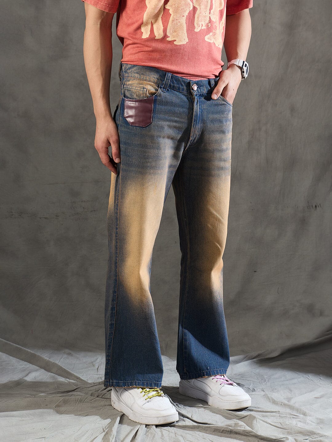 Indigo Super Flared Dusty Cow Boy Denim