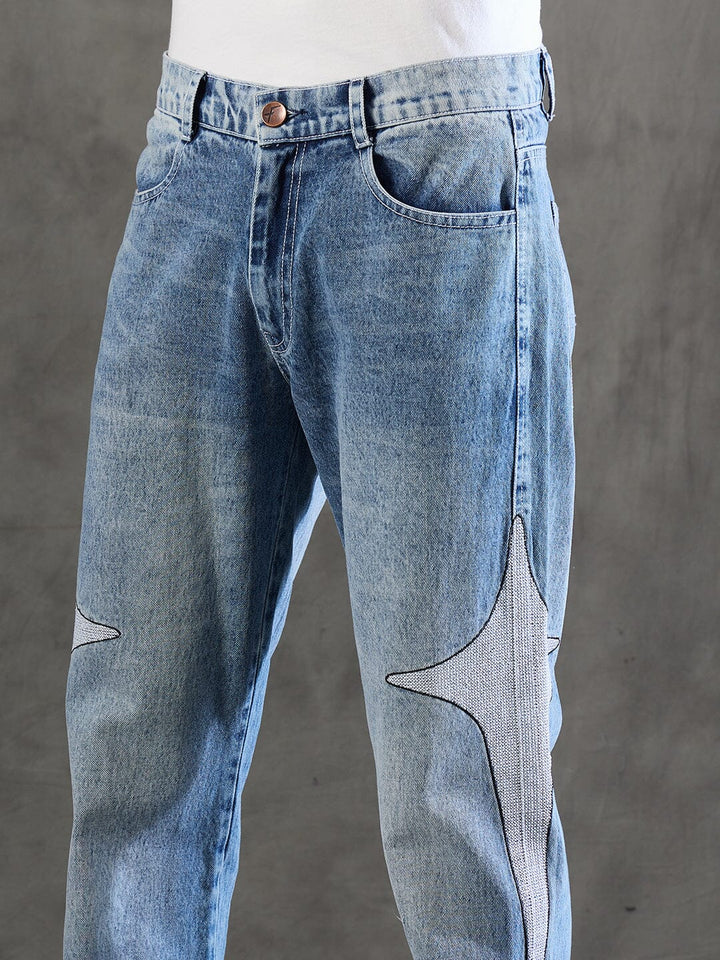 Indigo Y2K Embroidery Straight Fit Denim