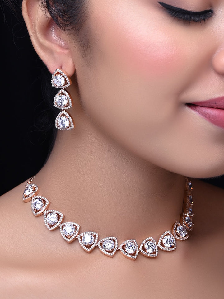 Handcrafted Brass Metal American Diamond and White Stone Set