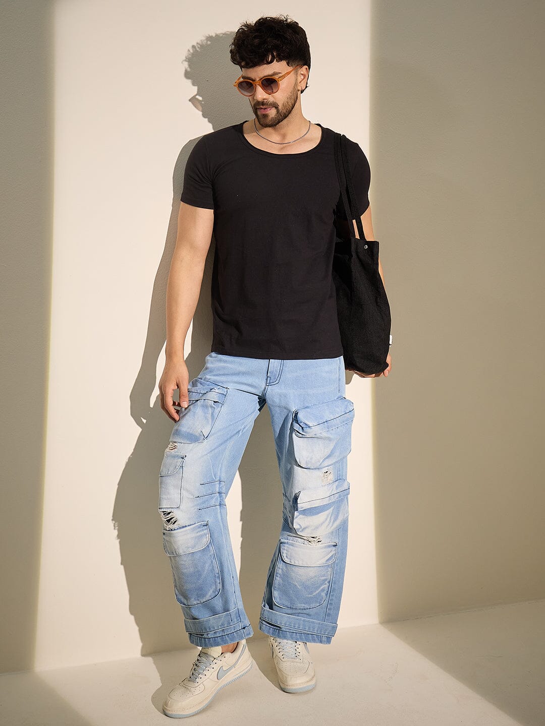 Black Deep Scoop Neck Tee