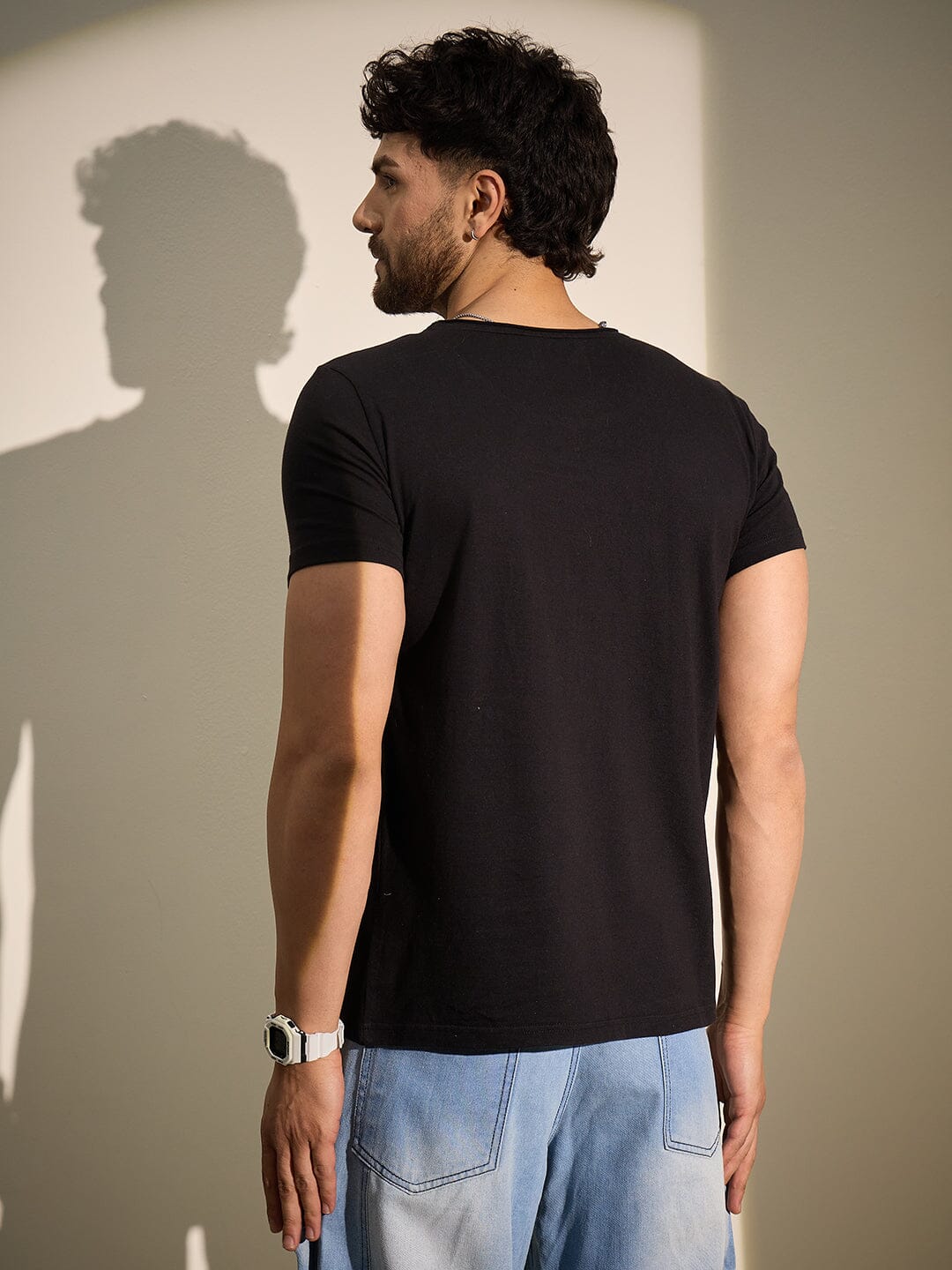 Black Deep Scoop Neck Tee