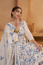 Off White Cotton Salwar Suit With Thread Embroidery Work