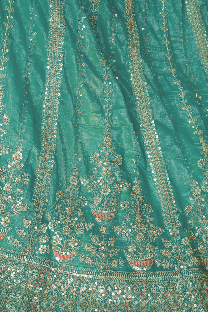 Sky Blue Silk Bridal Lehenga with Intricate Paisley Motifs and Embroidery - qivii
