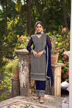 Navy Blue Glory Silk Thread & Sequence Embroidery Work Salwar Suit