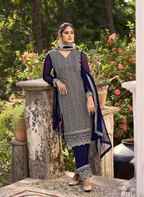 Navy Blue Glory Silk Thread & Sequence Embroidery Work Salwar Suit