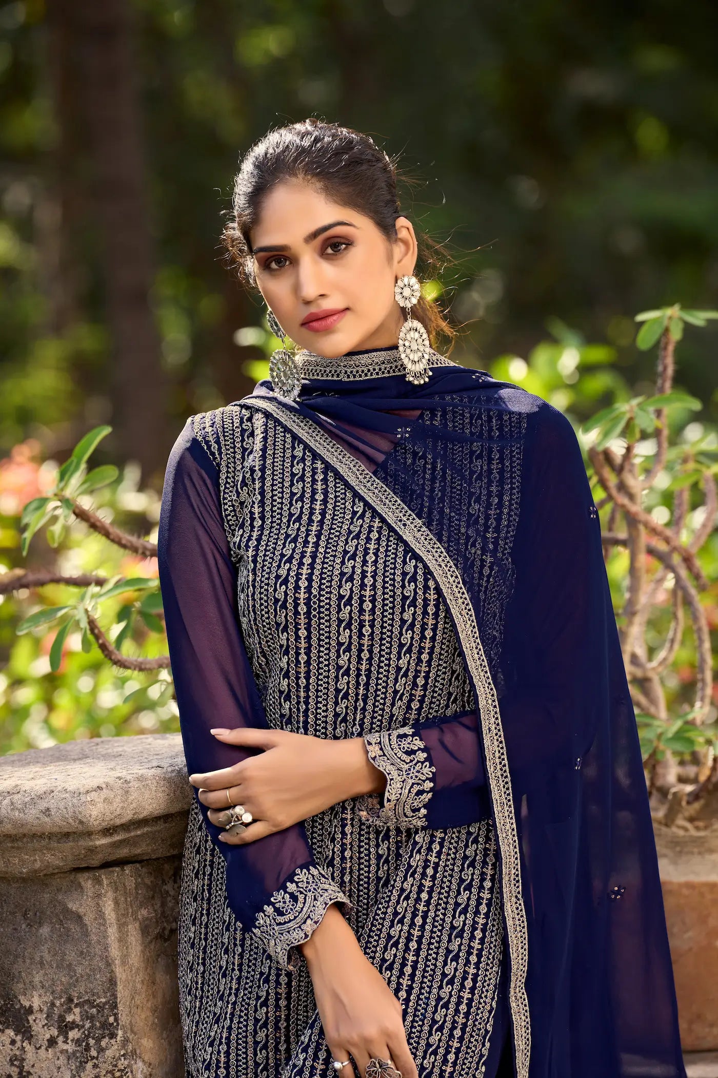 Navy Blue Glory Silk Thread & Sequence Embroidery Work Salwar Suit
