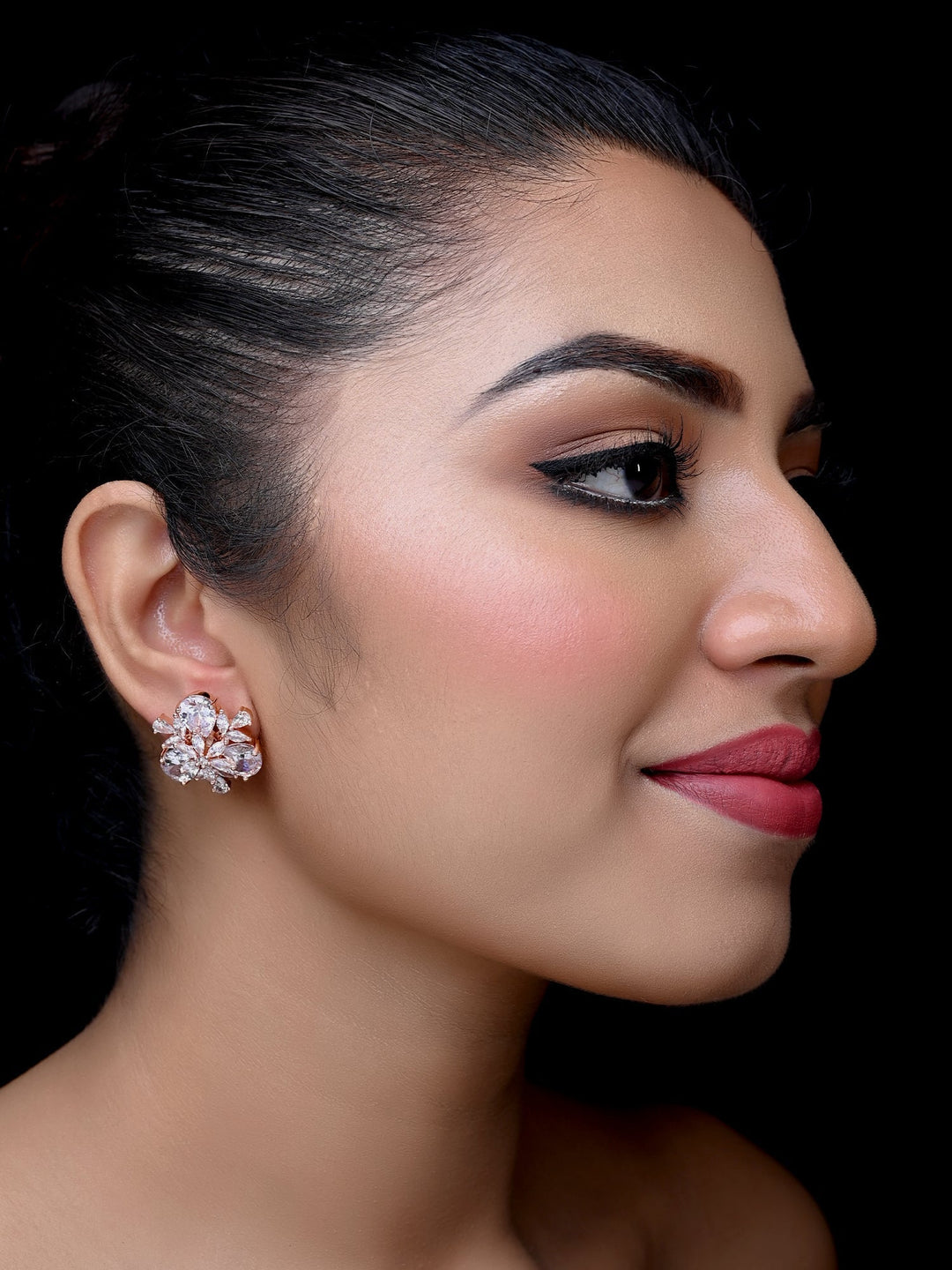 Roopsa American Diamond Silver Tops with Semi Precious White Stone 